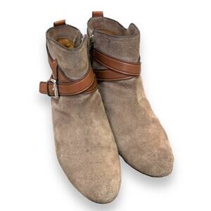 Coach Taupe Suede Strappy Side Zip Pauline Ankle Boots Women's Size 7